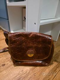 Borsa vintage marrone effetto coccodrillo