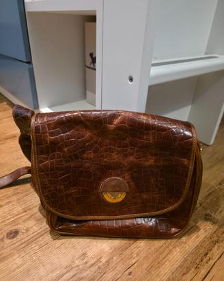 Borsa vintage marrone effetto coccodrillo