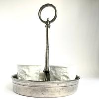 Marinoni Vassoio con manico  peltro vintage