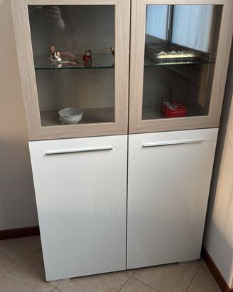 Credenza Sala, colore olmo/bianco