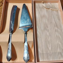 Set posate per taglio torte placcate argento