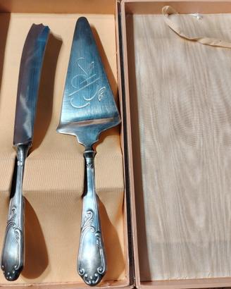 Set posate per taglio torte placcate argento