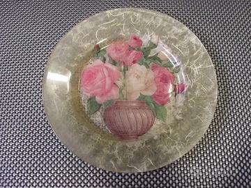 Piatto in vetro con decoupage