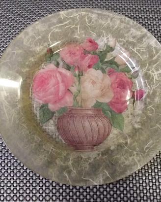 Piatto in vetro con decoupage