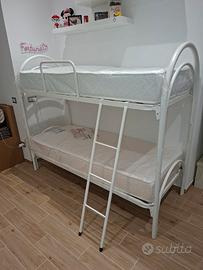 LETTO A CASTELLO BIANCO CON MATERASSI ALTEZZA 22 