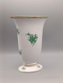 Vaso Herend Porcellana Aponyi Verde Fiori Oro