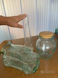 Barattoli in vetro sagoma auto e orcio più bottigl