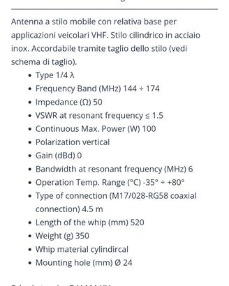 Antenna radio veicolare RV111XH
