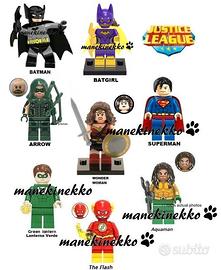 8 minifigure JLA Justice League + altri simil Lego