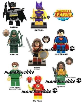 8 minifigure JLA Justice League + altri simil Lego
