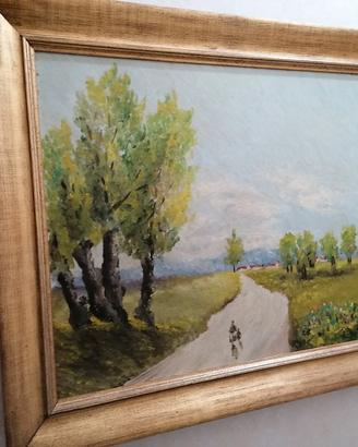 Coppia di dipinti  " Paesaggi "  1956