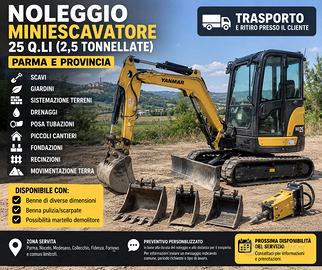 Noleggio miniescavatore 25 q.li Parma