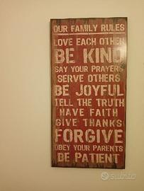 Quadro con "Regole della famiglia"