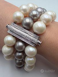 BRACCIALE ORO PERLE DIAMANTI