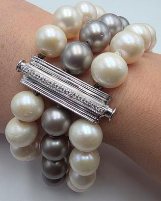 BRACCIALE ORO PERLE DIAMANTI