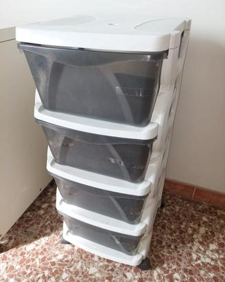 Cassettiera / Carrello in plastica a 4 cassetti