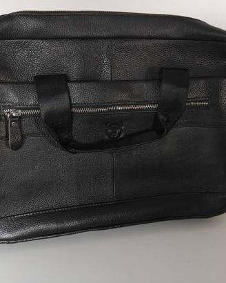 Borsa porta pc ventiquattrore in vera pelle nera