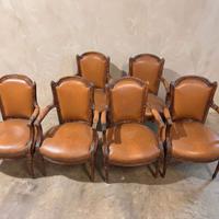 Set 6 Poltrone Antiche Stile Luigi XVI in Noce