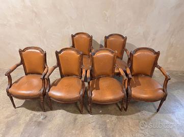 Set 6 Poltrone Antiche Stile Luigi XVI in Noce