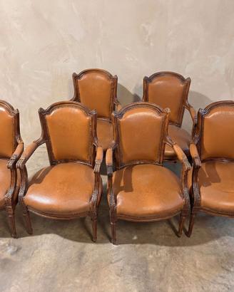 Set 6 Poltrone Antiche Stile Luigi XVI in Noce