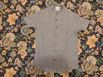 Camicia grigia Clayton in lino alla coreana