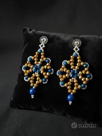 Orecchini Artigianali Gemme Lapislazzuli Retrò