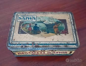 Scatola Latta Biscotti Saiwa Genova vintage