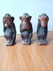 Scimmiette in legno - non vedo, non sento non parl