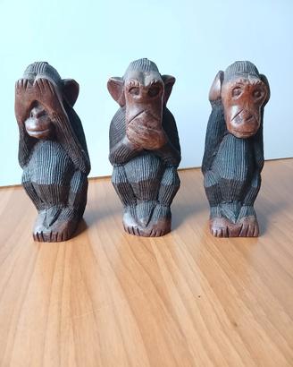 Scimmiette in legno - non vedo, non sento non parl