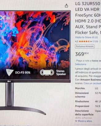 Monitor LG 32 pollici 4K Ultra HD