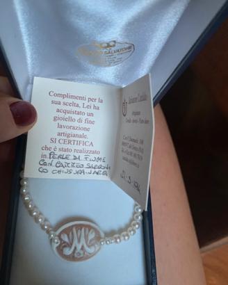 Bracciale in perle con cameo