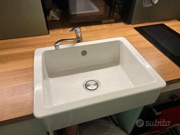 Lavello cucina in porcellana bianca.Sifone incluso