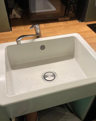 Lavello cucina in porcellana bianca.Sifone incluso