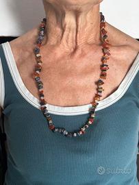 Collana chip pietre multicolore agata corniola