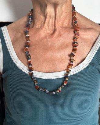 Collana chip pietre multicolore agata corniola