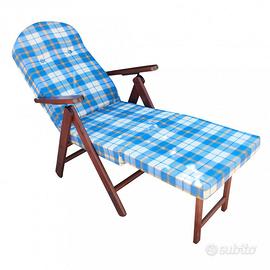 Poltrona Relax in Legno Reclinabile Cuscino Blu