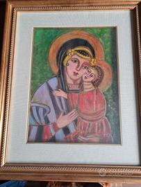 Quadro Pop Art Madonna con Gesù  firma Festa