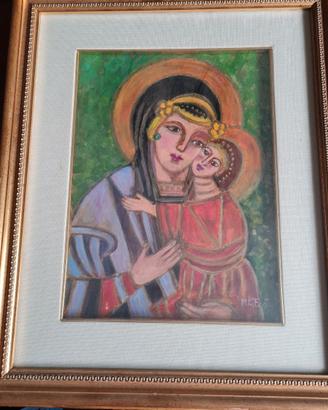 Quadro Pop Art Madonna con Gesù  firma Festa