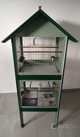 gabbia doppia + 2 canarini 
