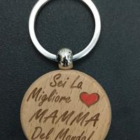 Portachiavi  in acciaio e legno con incisione