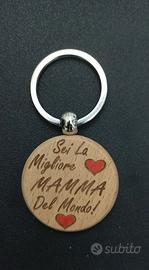 Portachiavi  in acciaio e legno con incisione