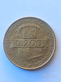 Moneta da 200 Lire Centenario Guardia di Finanza