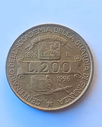 Moneta da 200 Lire Centenario Guardia di Finanza