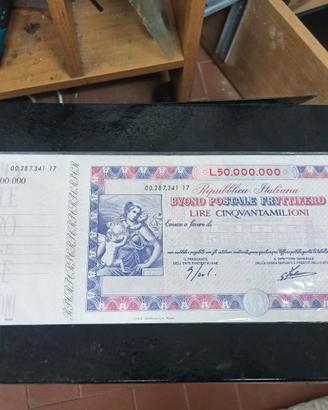 buoni postali 50 milioni lire10 PZ per scripofilia