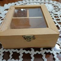 portagioie in vetro e legno 