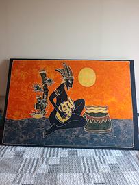  batik tessuto con retro in legno per appenderlo