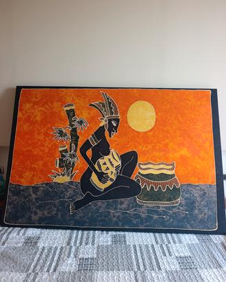  batik tessuto con retro in legno per appenderlo