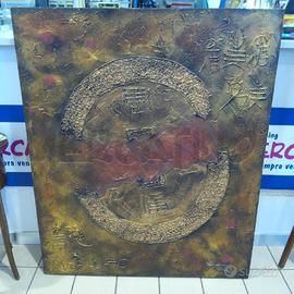 TELA 120X100 IDEOGRAMMI ETNICO DORATO