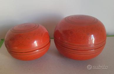 Coppia di scatole laccate birmane