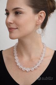 Set collana e orecchini in quarzo rosa